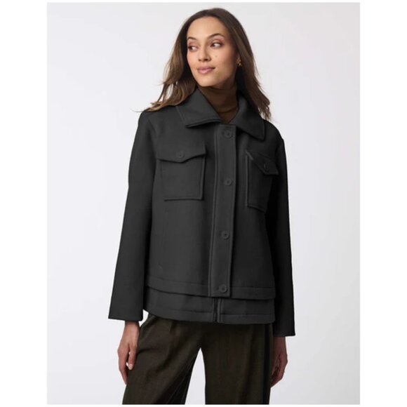 Bernardo Metro Haven Black Wool Chest Pocket Coat / Jacket NWT - Picture 1 of 8